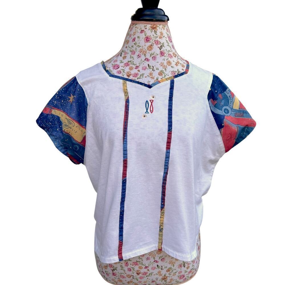 Vintage 70's Pisces T-Shirt Celestial Zodiac Astrological Boho Crop Top size XL